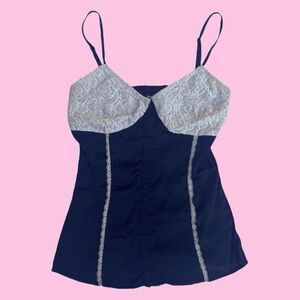 Wet Seal Black Camisole with White Lace